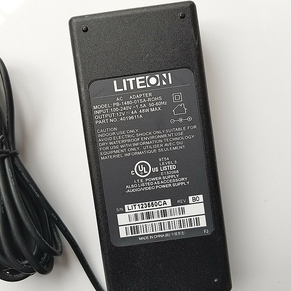 NEW LITEON 12V 4A 48W 4019611A AC DC Adapter PB-1480-01SA-ROHS Power Supply 5.5*2.5mm Description:
